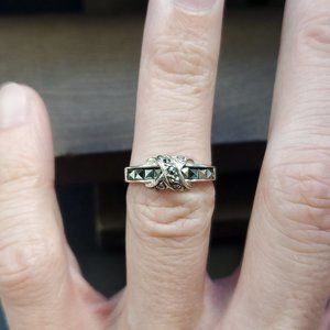 Size 5.75 Sterling Silver Cool X Pattern Marcasite Ring